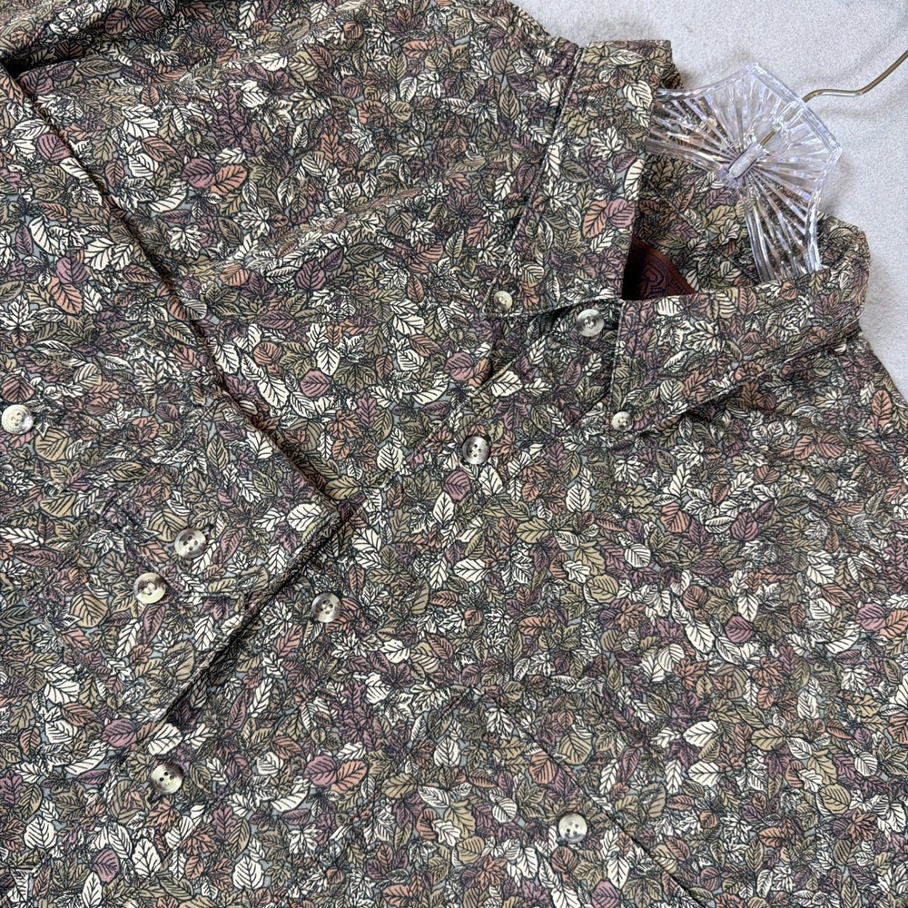 Vintage Wrangler Rugged Wear Button Up Shirt Long Sleeve XL Leaf Print Pattern